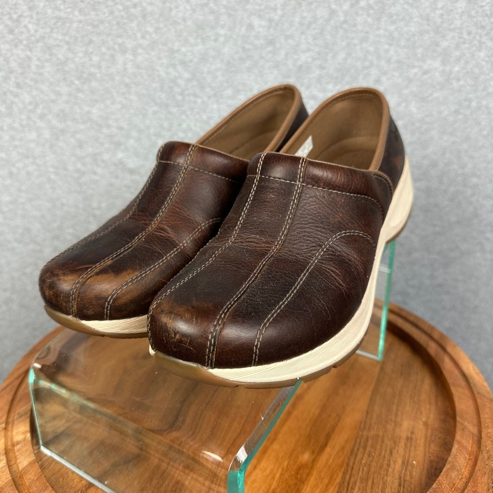 Dansko Elise Brown Leather Slip-On Sneakers Women's 39 (US 8.5-9) Slip Resistant